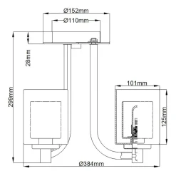 New Elstead Kronleuchter Badezimmer IP44 Ø 38,4 cm Metall Glas Chrom Weiß