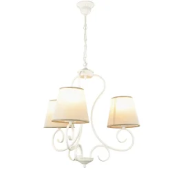 Lamkur Kronleuchter Beige Landhaus Stoff Esstisch Lampe* Wohnzimmerlampen|Stofflampen