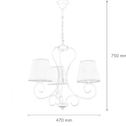 Lamkur Kronleuchter Beige Landhaus Stoff Esstisch Lampe* Wohnzimmerlampen|Stofflampen