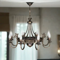 Jupiter Kronleuchter BELRAND Shabby Braun Ø67cm Esszimmer