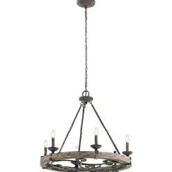 Elstead Kronleuchter CAMELOT 8 Holz Zink Ø72cm Lampe* Hängelampen|Wohnzimmerlampen