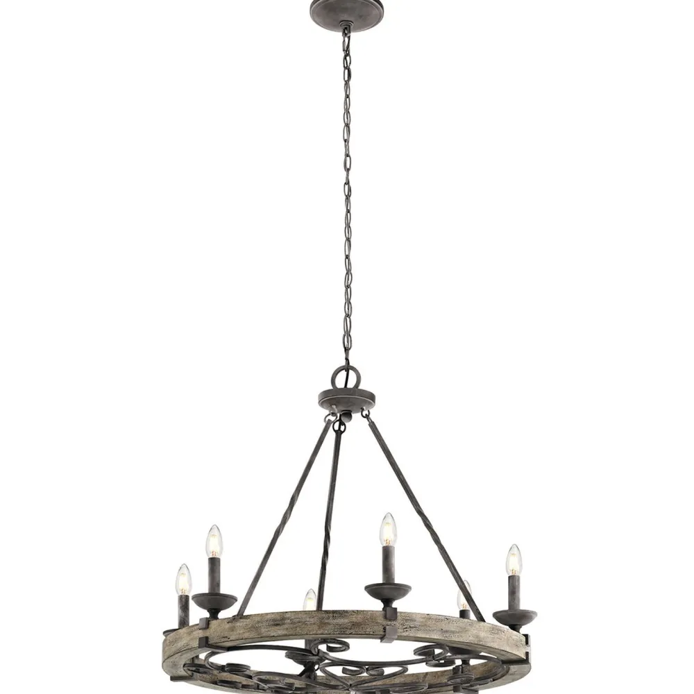 Elstead Kronleuchter CAMELOT 8 Holz Zink Ø72cm Lampe* Hängelampen|Wohnzimmerlampen