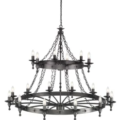 Discount Elstead Kronleuchter CAMELOT 9 Schwarz 18xE14 Ø122cm Lampe