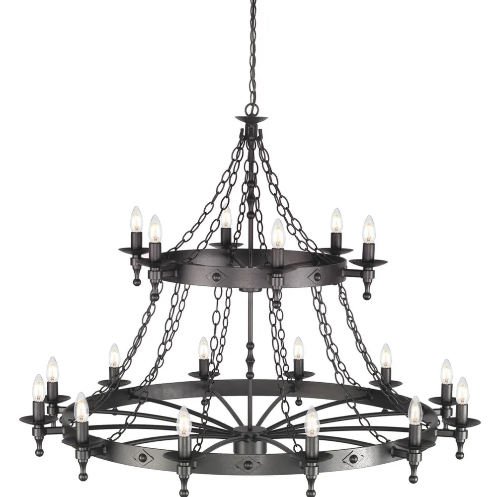 Discount Elstead Kronleuchter CAMELOT 9 Schwarz 18xE14 Ø122cm Lampe