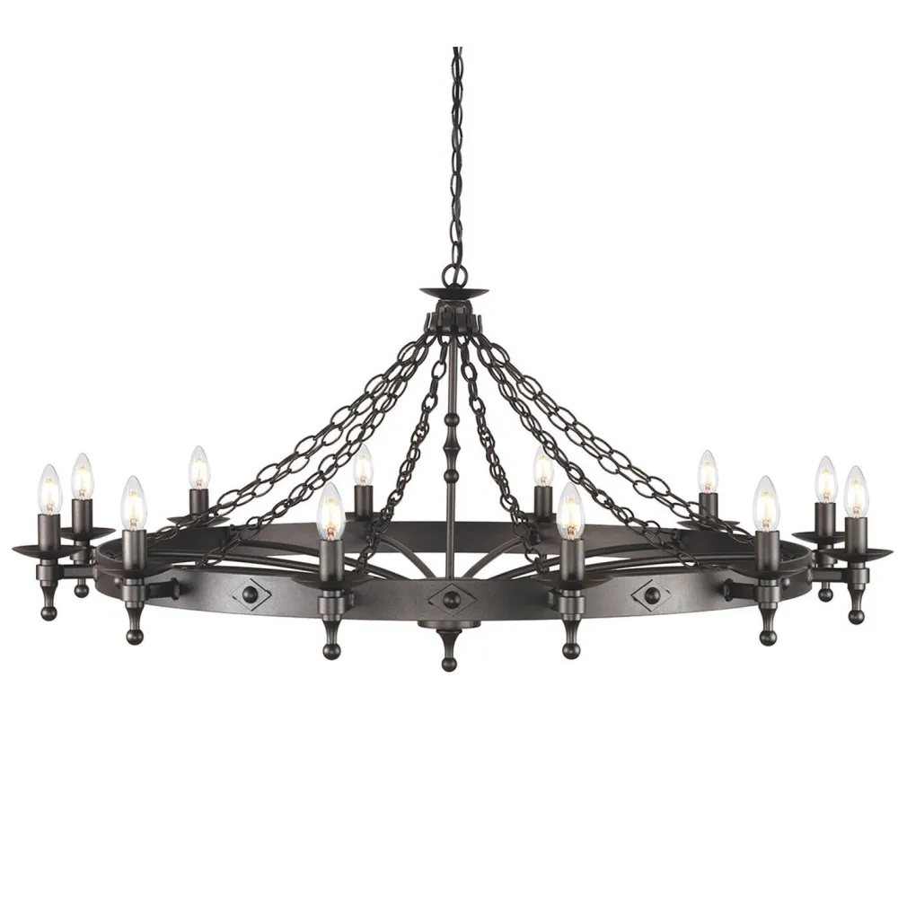 Elstead Kronleuchter CAMELOT 9 Schwarz Ø122cm Lampe* Hängelampen|Esszimmer Lampen