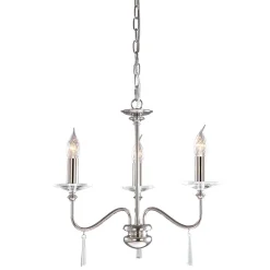 New Elstead Kronleuchter CANDELA 6 Nickel 3-flmg kürzbar Lampe