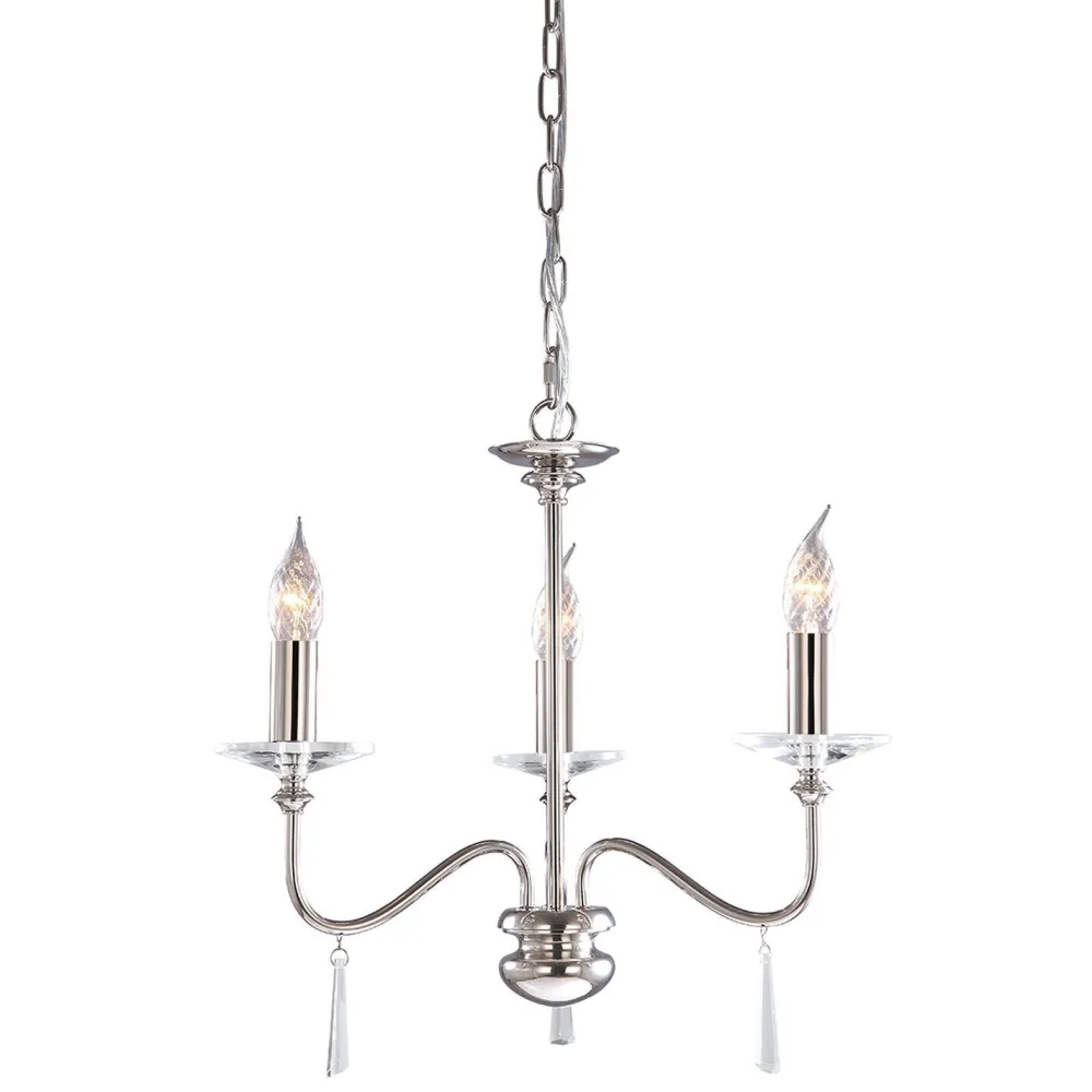 New Elstead Kronleuchter CANDELA 6 Nickel 3-flmg kürzbar Lampe