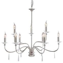 Elstead Kronleuchter CANDELA 6 Nickel 5xE14 kürzbar Lampe* Designerlampen|Kristalllampen