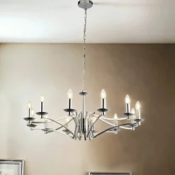 Searchlight Kronleuchter Chrom 12-armig E14 Ø 88 cm H: max. 1,5 m Metall* Hängelampen|Esszimmer Lampen