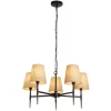 Searchlight Kronleuchter 5-flammig Ø 66 cm Rustikal E14 Schwarz Creme* Hängelampen|Wohnzimmerlampen