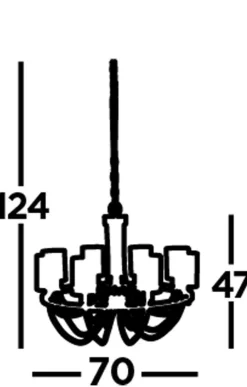 New Searchlight Kronleuchter 8-flammig E14 Chrom Rauchgrau Glas Metall