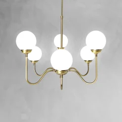 Giovanni Battista Kronleuchter 6-flammig E14 in Bronze hell glänzend Weiß* Deckenleuchten|Wandleuchten