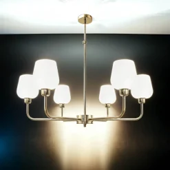 Giovanni Battista Kronleuchter Glas Messing Ø 81 cm 6x E27 verstellbar* Deckenleuchten|Hängelampen