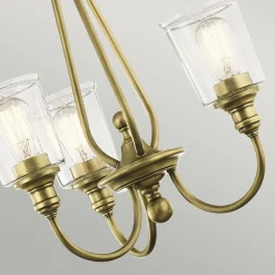 Elstead Kronleuchter Glas Metall in Messing Klar Jugendstil* Glaslampen|Jugendstil Lampen