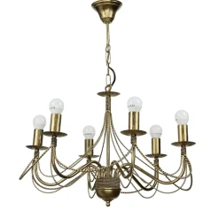 Emibig Kronleuchter Gold Metall Rustikal 6-flammig E14* Hängelampen|Esszimmer Lampen