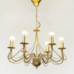 Emibig Kronleuchter Gold Metall Rustikal 6-flammig E14* Hängelampen|Esszimmer Lampen