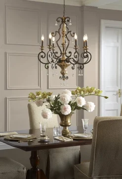 Clearance Elstead Kronleuchter GOTICA 4 Bronze 6xE14 Rustikal Lampe