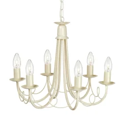 Discount Elstead Kronleuchter GOTICA 5 Creme 6xE14 kürzbar Lampe