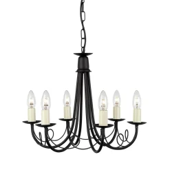 Elstead Kronleuchter GOTICA 5 Schwarz kürzbar 6-flmg Lampe* Hängelampen|Esszimmer Lampen