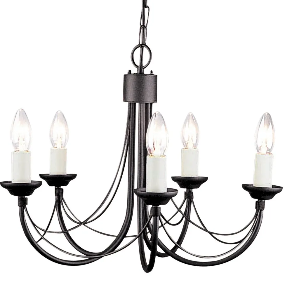 Hot Elstead Kronleuchter GOTICA 1 Schwarz Rustikal Esstisch