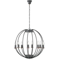 WOFI Kronleuchter Grau rund Ø 55 cm Metall 8x E14