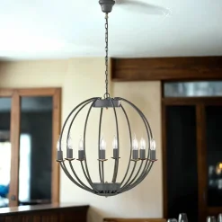 WOFI Kronleuchter Grau rund Ø 55 cm Metall 8x E14