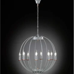 WOFI Kronleuchter Grau rund Ø 55 cm Metall 8x E14