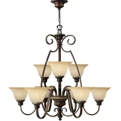 Elstead Kronleuchter Hängend Ø91cm Glas Schirm Landhaus* Hängelampen|Esszimmer Lampen