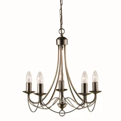 Outlet Searchlight Kronleuchter in Messing Antik 5-flmg.