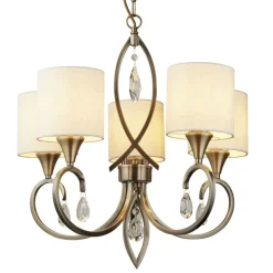 Searchlight Kronleuchter in Messing Antik Natur 5-flammig E14 Ø 52 cm* Wohnzimmerlampen|Glaslampen