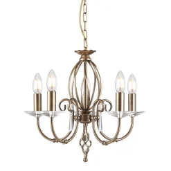 Hot Elstead Kronleuchter in Messing antik mit Kristall Esstisch