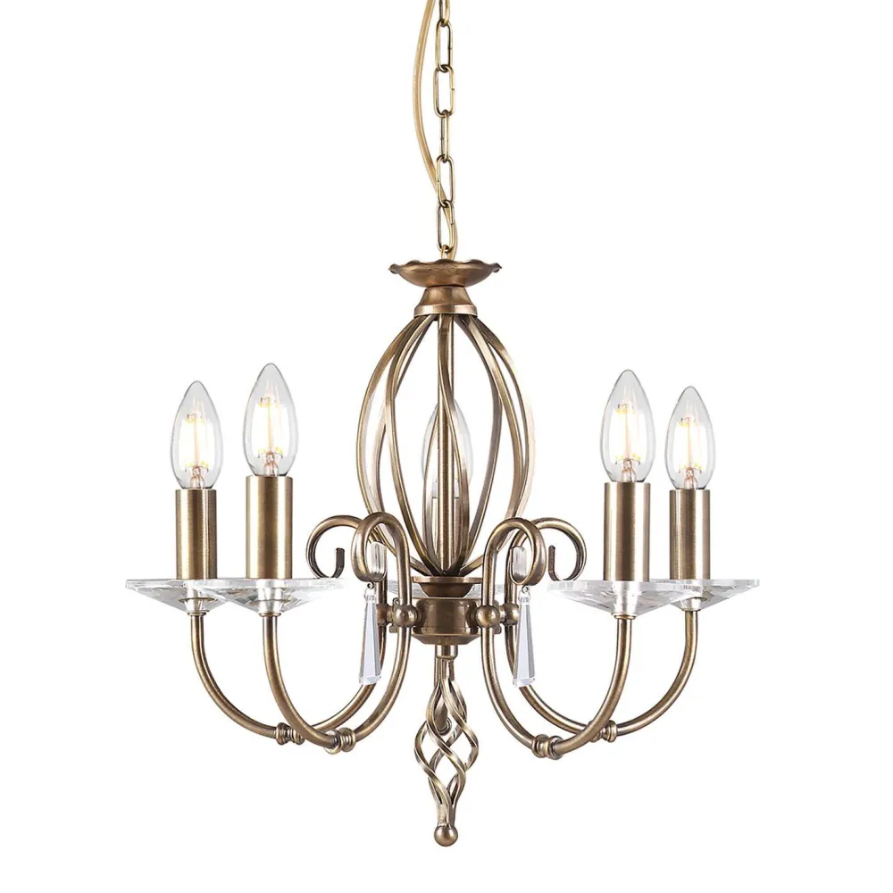 Hot Elstead Kronleuchter in Messing antik mit Kristall Esstisch