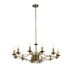 Hot Searchlight Kronleuchter in Messing Antik E14 Metall 12-flammig Ø 88 cm