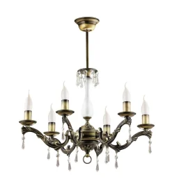 Clearance Jupiter Kronleuchter in Messing antik Kristall TERRI Lampe