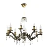 Jupiter Kronleuchter in Messing antik Kristall 8xE14 TERRI* Deckenleuchten|Kristalllampen