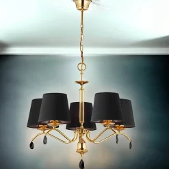 Jupiter Kronleuchter in Messing Schwarz E27 dekorativ* Hängelampen|Kronleuchter