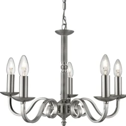 Searchlight Kronleuchter in Silber 5-armig elegant* Glaslampen|Kronleuchter