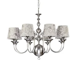 Sale Jupiter Kronleuchter in Silber Stoff 8xE27 Esstisch Lampe