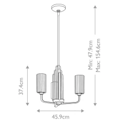 Elstead Kronleuchter Jugendstil 45,9 cm breit 3-flammig E14 in Messing* Hängelampen|Jugendstil Lampen