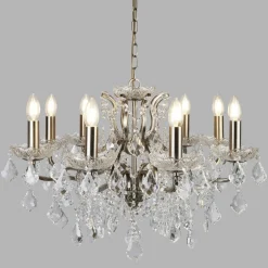 Discount Searchlight Kronleuchter Kristall Ø 70 cm in Messing Antik 8x E14