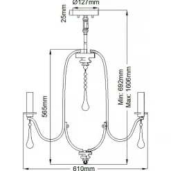 Elstead Kronleuchter Kristall Metall 61 cm breit 5x E14 Klassisch* Esszimmer Lampen|Schlafzimmer Lampen