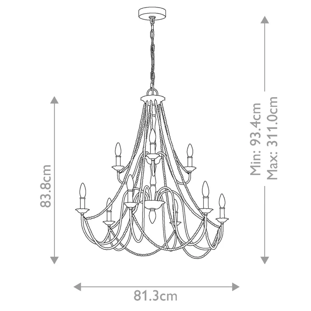 Elstead Kronleuchter Landhaus Shabby B: 81,3 cm H: max. 311 cm Grau* Hängelampen|Schlafzimmer Lampen