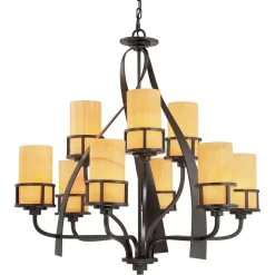 Elstead Kronleuchter LAPIDE 9-flammig Gelb Schwarz Lampe* Rustikale Lampen|Designerlampen