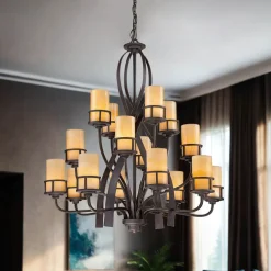 Outlet Elstead Kronleuchter LAPIDE 16-flmg kürzbar Rustikal Lampe