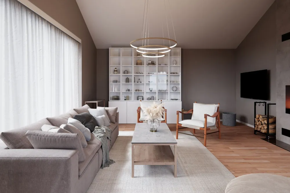 New By Rydéns Kronleuchter LED B: 80 cm 3 Ringe Holz 2700 K warmweiß