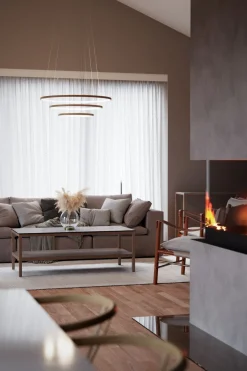 New By Rydéns Kronleuchter LED B: 80 cm 3 Ringe Holz 2700 K warmweiß