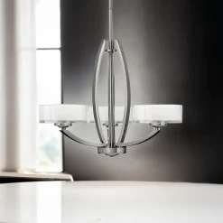 Sale Elstead Kronleuchter LOU Nickel Weiß 3xE27 Esstisch Lampe