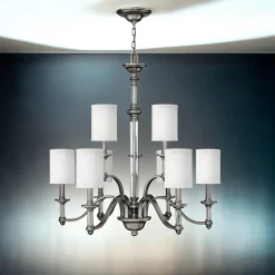 Outlet Elstead Kronleuchter LUANA in Nickel Ø:66cm Lampe kürzbar