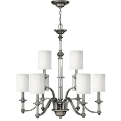 Outlet Elstead Kronleuchter LUANA in Nickel Ø:66cm Lampe kürzbar