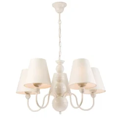 Lamkur Kronleuchter MADISYN Weiß Stoff 5-flmg Esszimmer* Hängelampen|Esszimmer Lampen